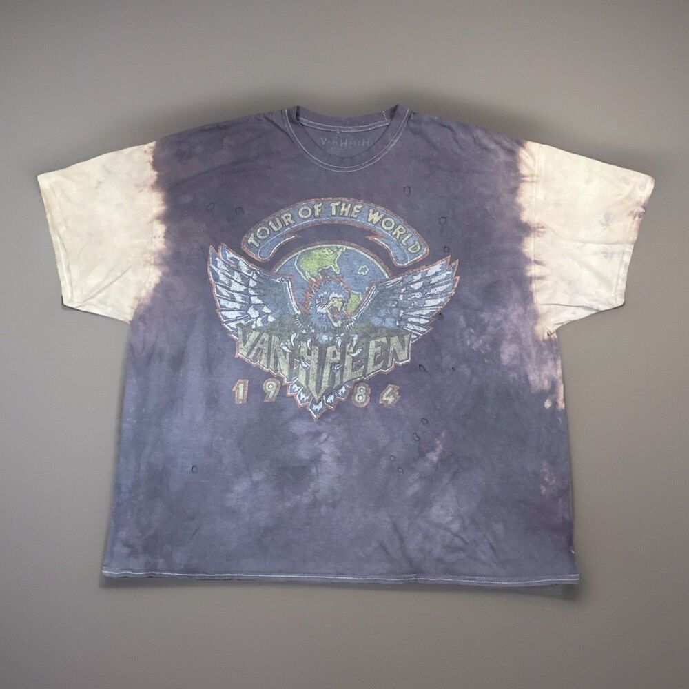 1984 Van Halen Grunge T Shirt Tour of The World Concert 80s Customized Band O/S